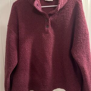 LOFT Rich Burgundy Fleece Top
